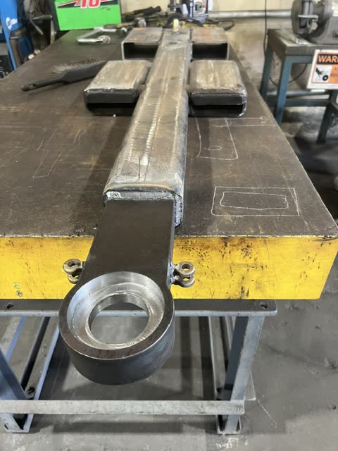 Autowlift center tube and lift arm on the fabrication table