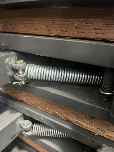 Return springs fitted inside the steel frame of stacked Autowlift units